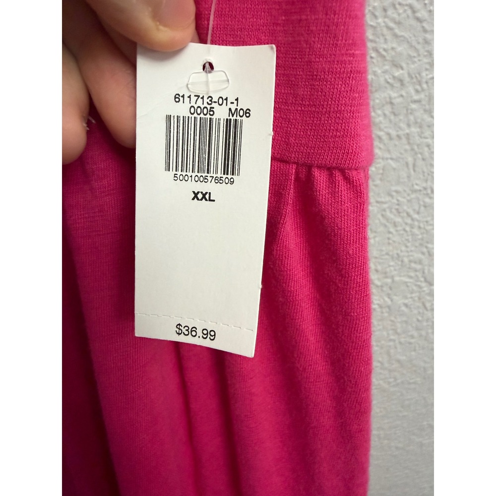 Old Navy Womens XXL Pink Tiered Knit Short Sleeve Mini Dress Pockets Romantic - Picture 8 of 9